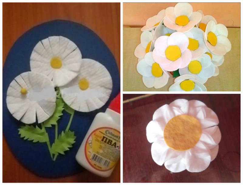 Цветы из ватных дисков: простые поделки для дошкольников