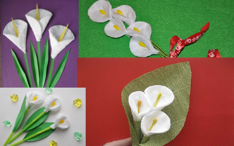 Цветы из ватных дисков - Поделки для мам и бабушек (на 8 марта, на ДеньМатери и просто так :))